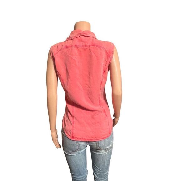 Pulp women's sleeveless tencel salmon with stitching button-up shirt S - Picture 2 of 5
